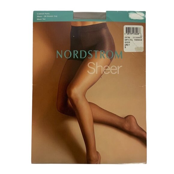 Nordstrom Sheer Control Top Pantyhose Size D XL Grey Spandex Nylon - Picture 1 of 3